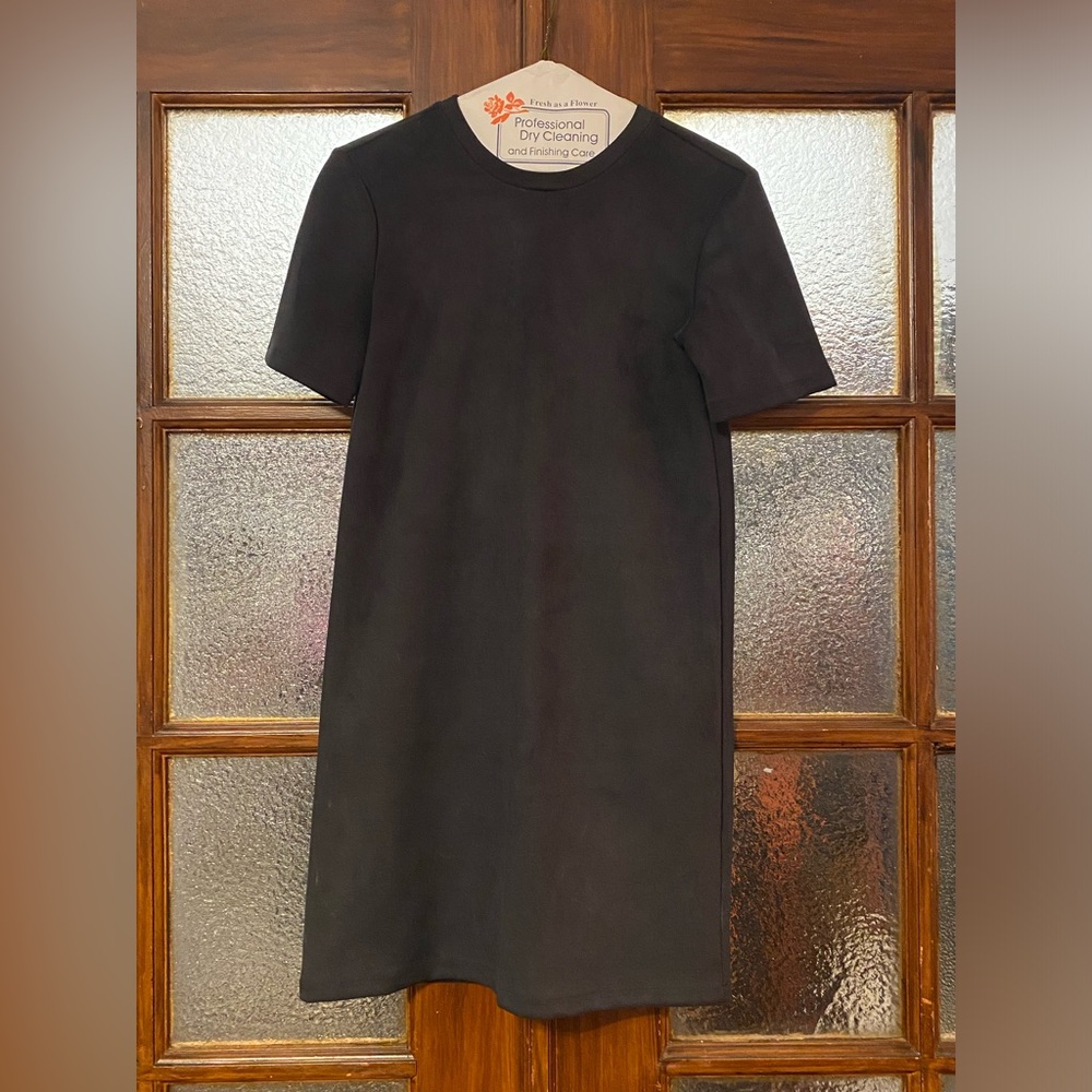 Zara Faux Suede Heather Grey/Black Shift Dress